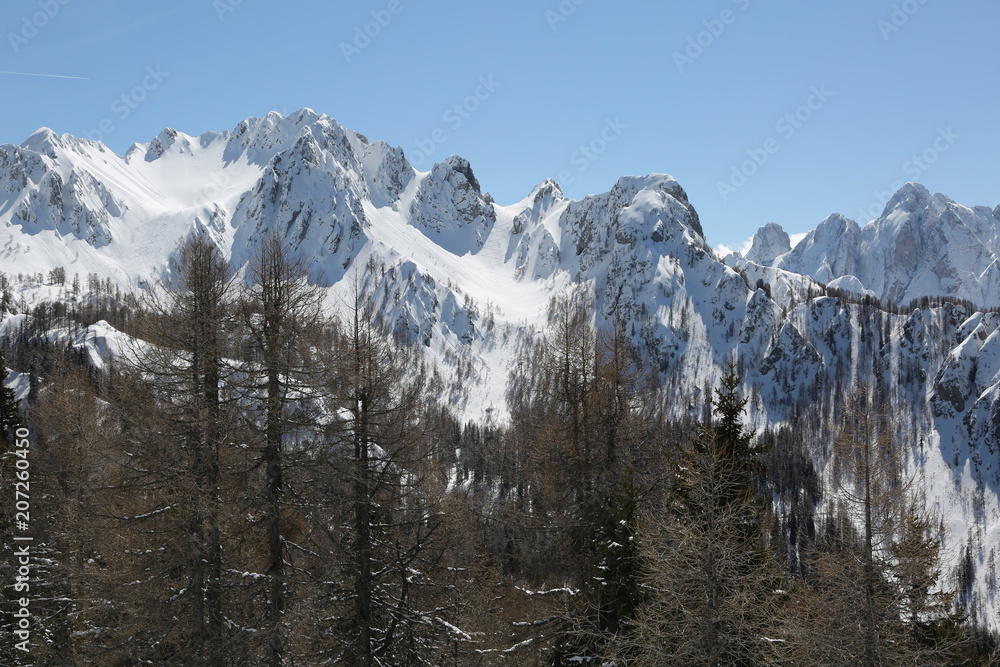 snowy peaks of the Alps after a winter snowfall