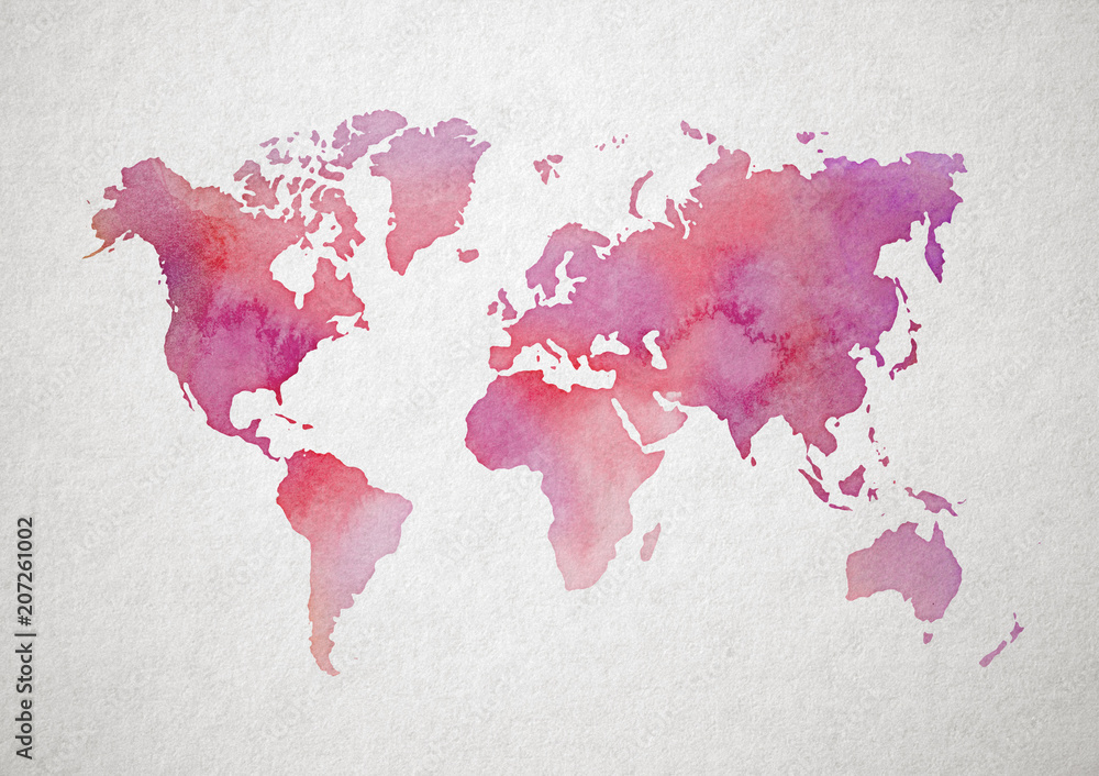 Watercolor map of the world wall art poster digital prints images ...