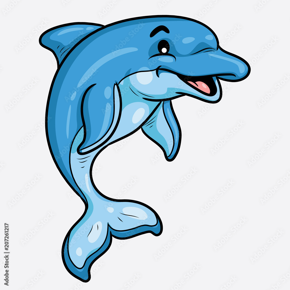 Dolphin Cute Cartoon Illustration of cute cartoon dolphin. Stock Vector |  Adobe Stock