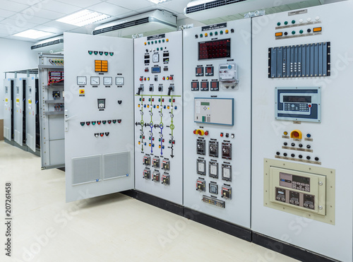 Electrical switchgear,Industrial electrical switch panel at substation of power plant © ETAJOE