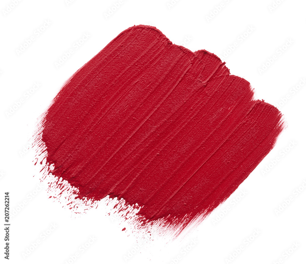 Red makeup smear of matte lip gloss Red makeup smear of matte lip gloss