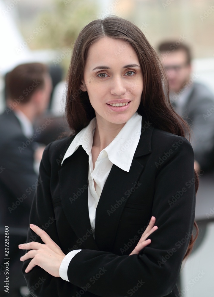 woman Manager in the background of the office woman Manager in the background of the office