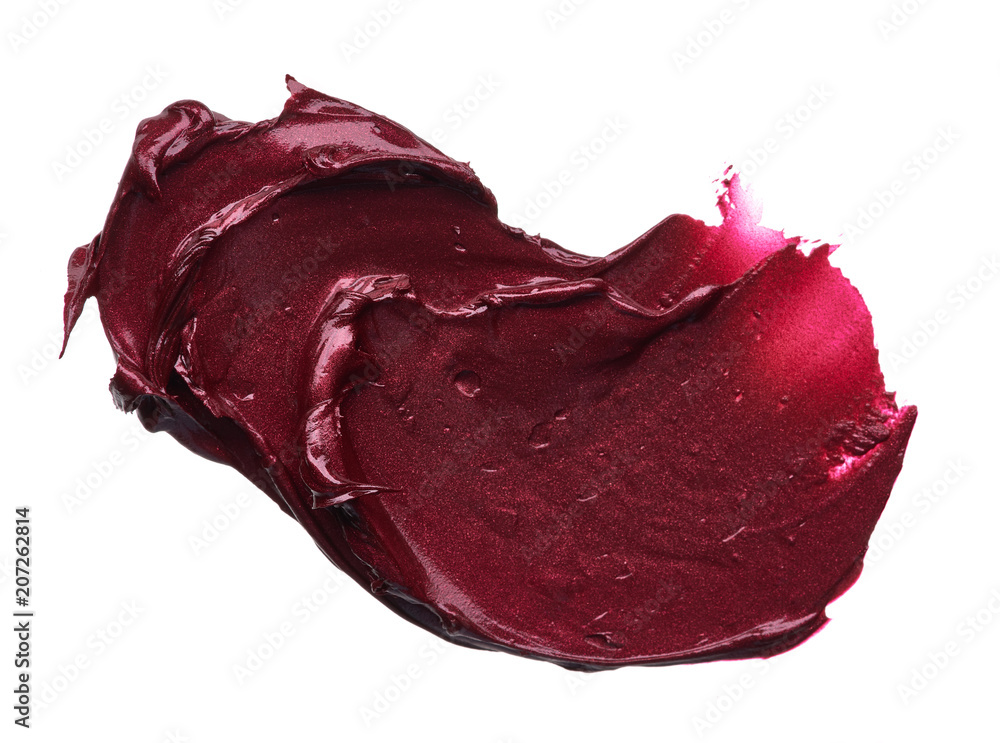 Red makeup smear of matte lip gloss Red makeup smear of matte lip gloss