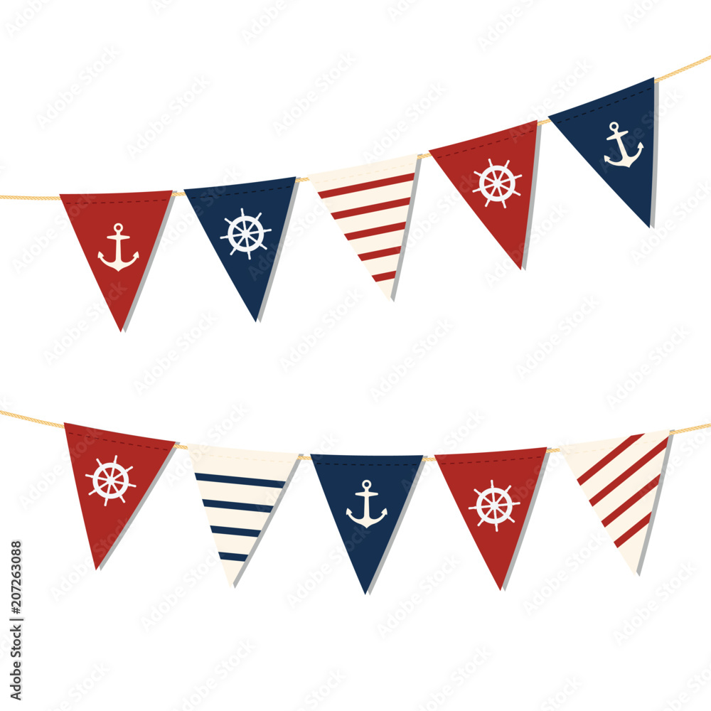 marine and nautical flag in flat style illustration on white background