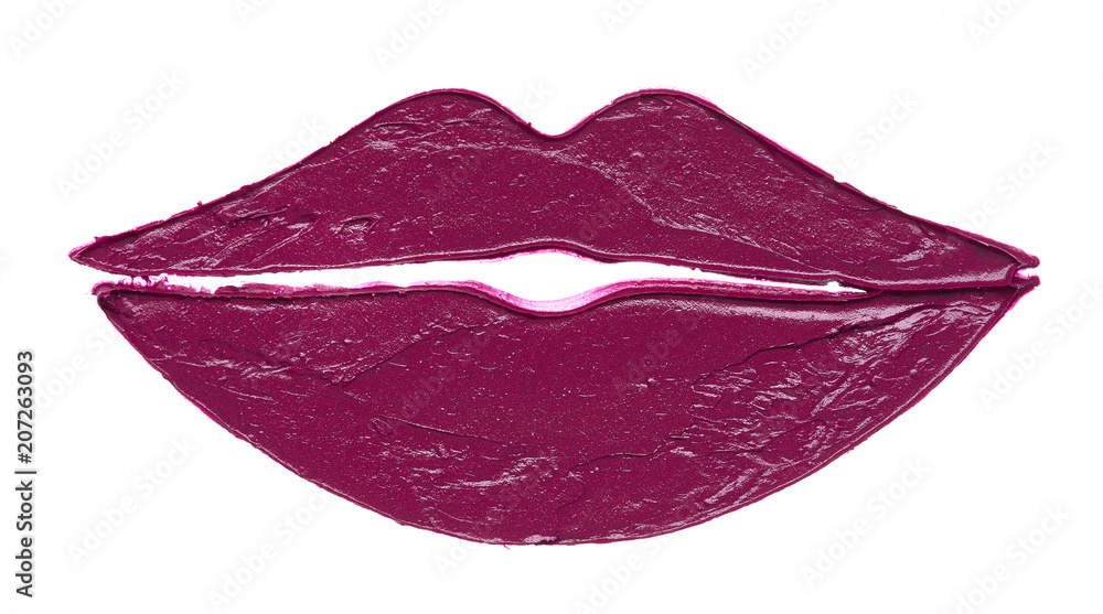 Red makeup smear of matte lip gloss Red makeup smear of matte lip gloss