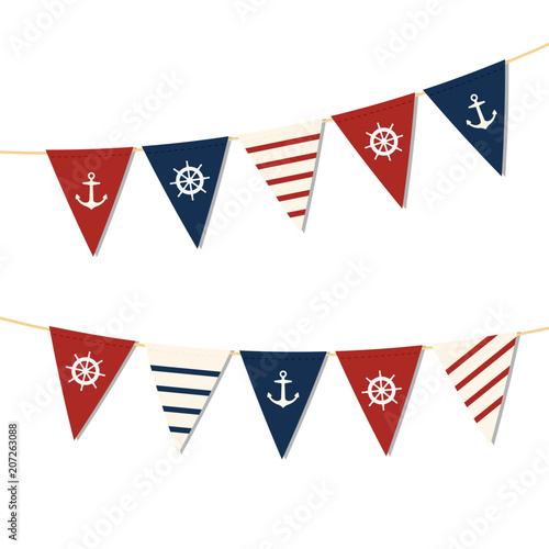 marine and nautical flag in flat style illustration on white background photo