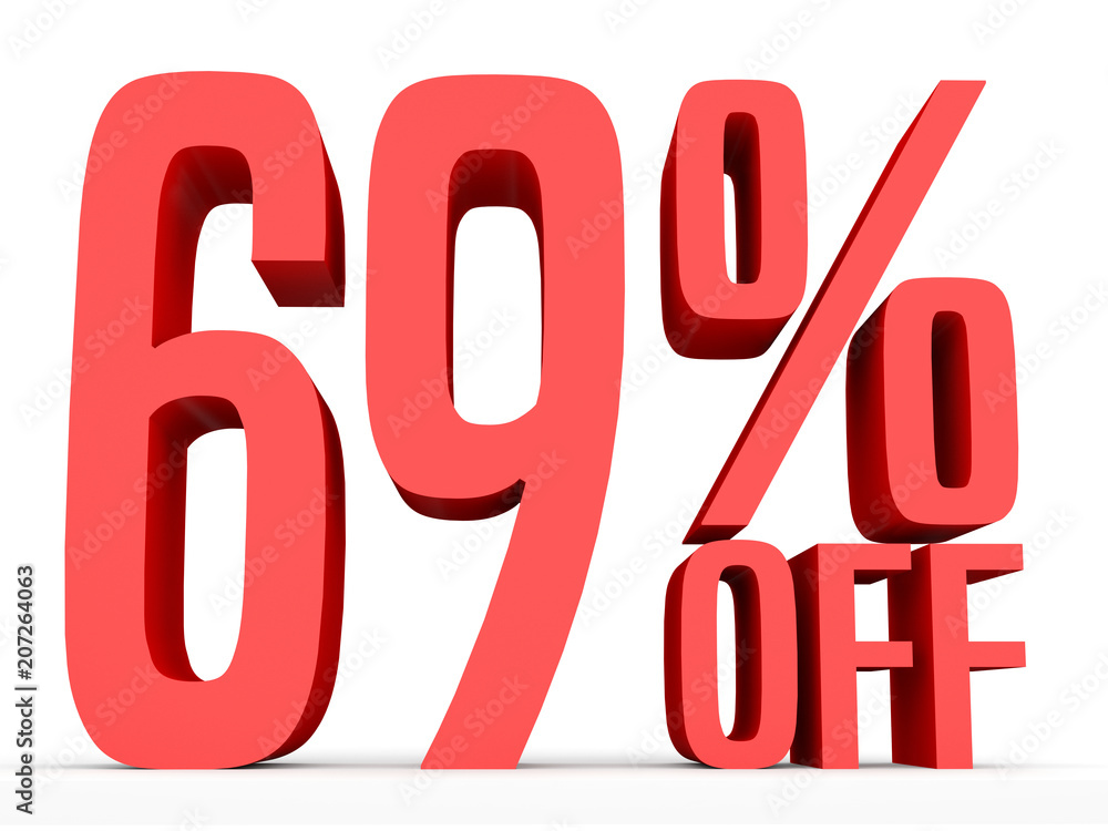 Sixty nine percent off. Discount 69 %.