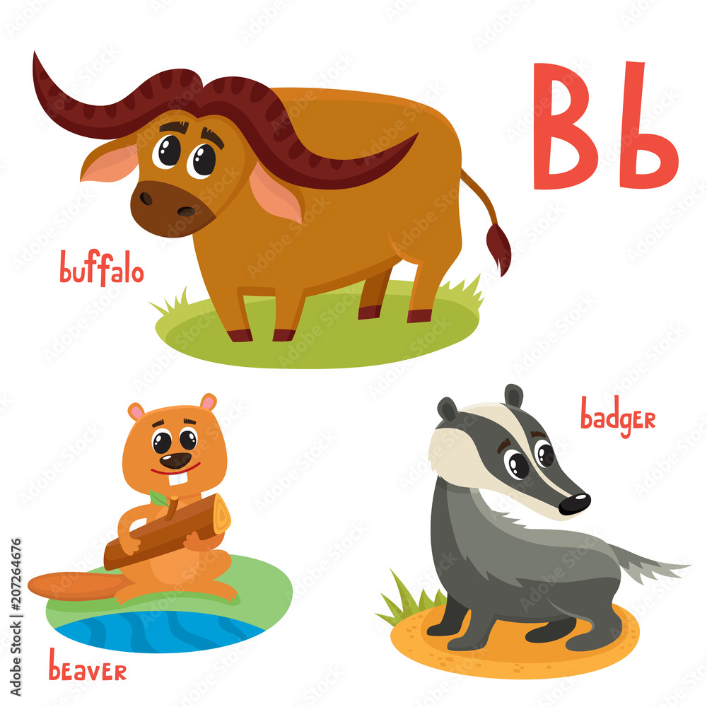 Vector cartoon illustration of wild animals isolated on white Vector cartoon illustration of wild animals isolated on white