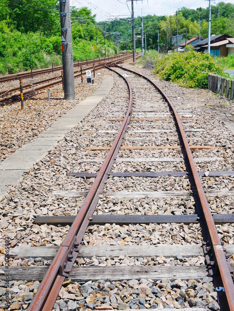Naklejka premium 田舎の風景と線路