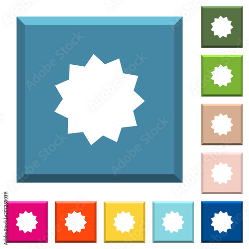 Certificate sticker white icons on edged square buttons
