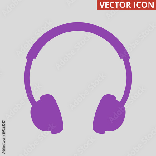 Headphone icon on grey background.