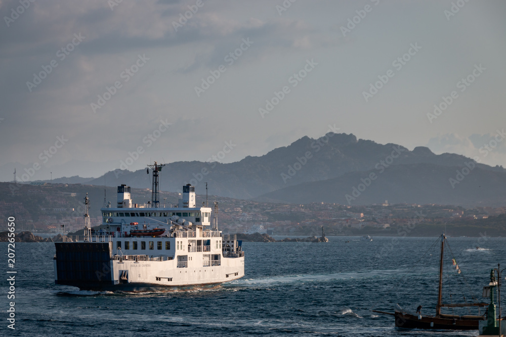 Ferry on its way from Palau to La Maddalena, Italy