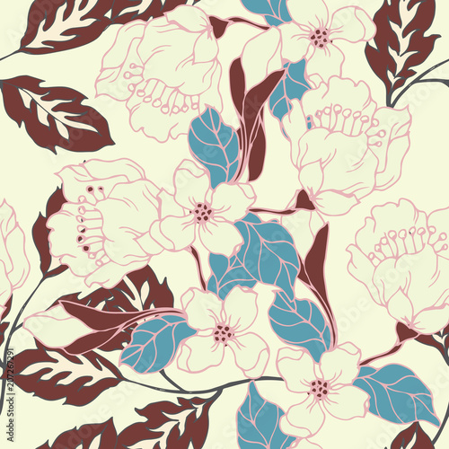 Abstract elegance pattern with floral background.