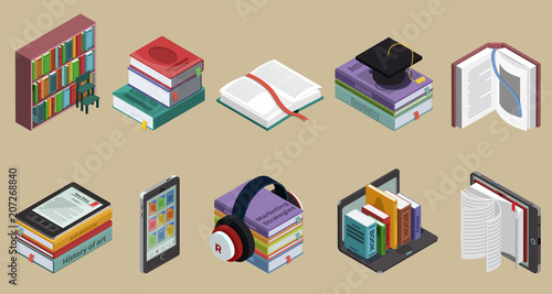 Isometric Colorful Books Collection