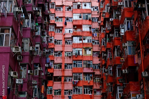 Photography old public populated housing estates in Hong Kong