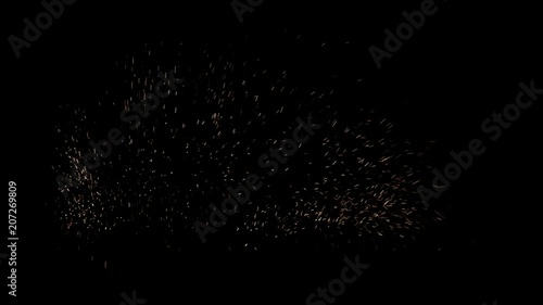 Wallpaper Mural Animated close up of realistic sparks or heated metal shards rapidly bursting or flying as if cutting through sheet of metal. Some particles stick to black base or background, mask included. Torontodigital.ca