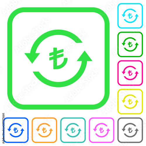 Turkish Lira pay back vivid colored flat icons