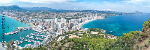 Panoramic view from above of the coastline at Calpe in Spain. photo