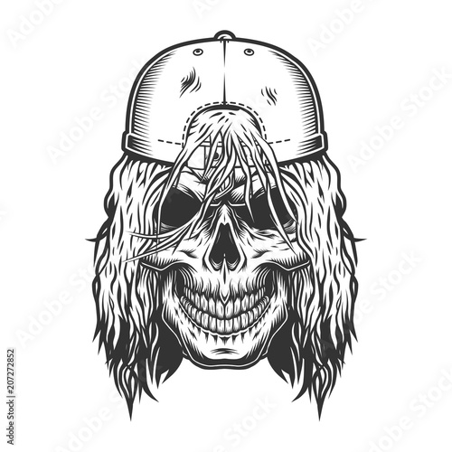 Vintage skull skateboarder template