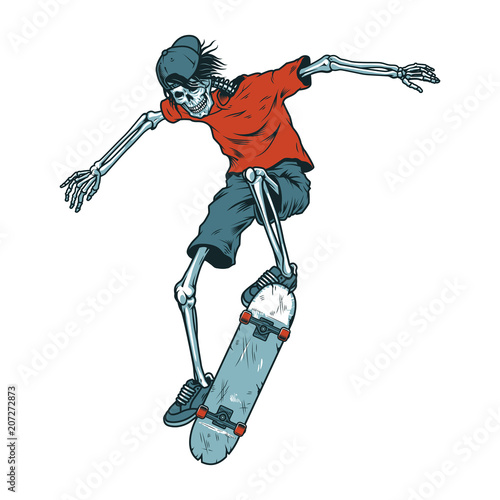 Vintage colorful skeleton skater