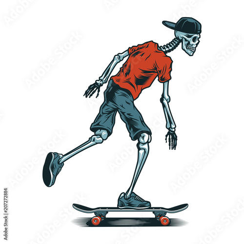 Vintage skeleton skateboarder