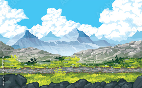 Background of landscape with rocks and mountains