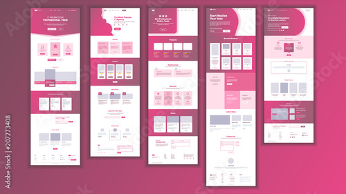 Website Page Vector. Business Agency. Web Page. Design Front End Site Scheme. Landing Template. Gadget Virtual. Modern Marketing.Protection Receipt. Illustration