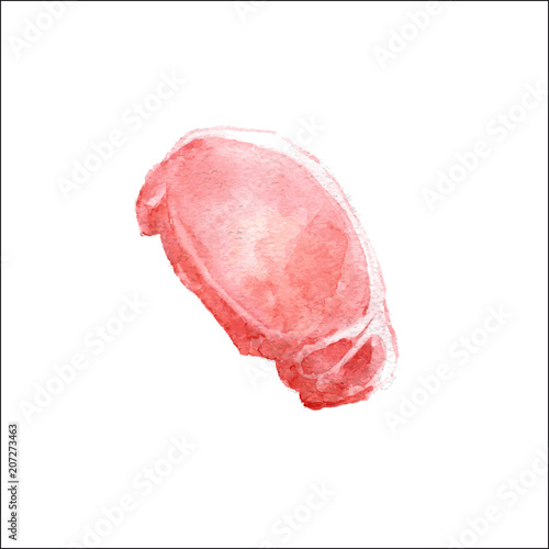 Raw chop. Watercolor food illustration. Vector