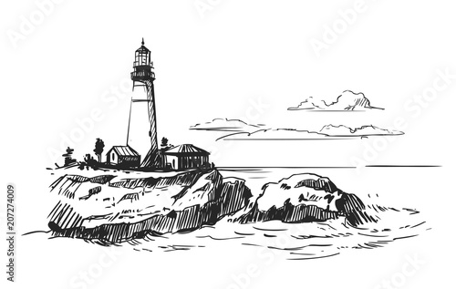 Lighthouse in the sea