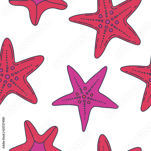 summer vector seamless pattern with starfish