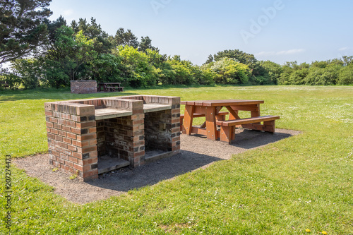 picnic bench and bbq