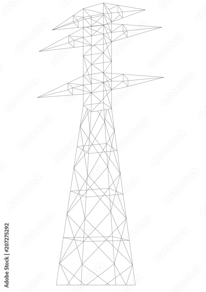 Electric tower Architect blueprint - isolated Electric tower Architect blueprint - isolated