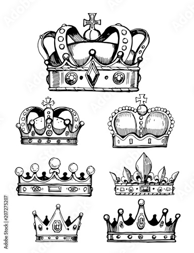 Set of sketches of crowns