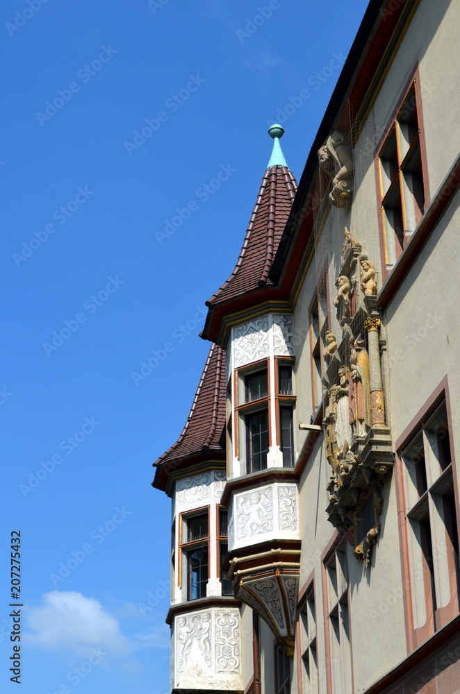 Altbaufassaden in Freiburgs Fußgängerzone Altbaufassaden in Freiburgs Fußgängerzone