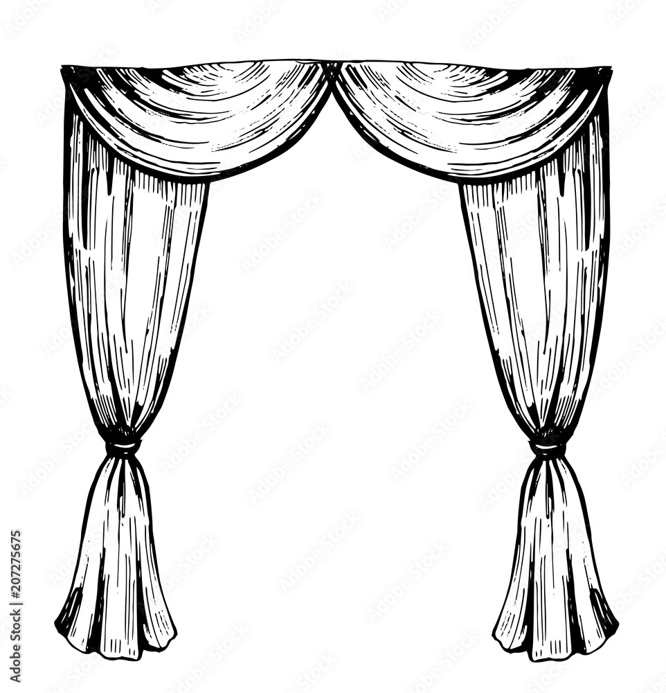 Naklejka premium Сurtain sketch