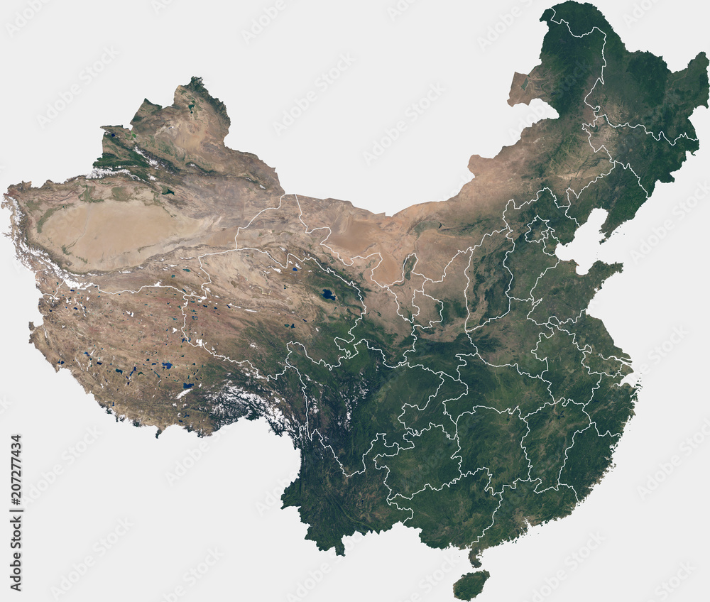 Large (148 MP) satellite image of China with internal borders. Country  photo from space. Isolated imagery of China. Elements of this image  furnished by NASA. ilustración de Stock | Adobe Stock