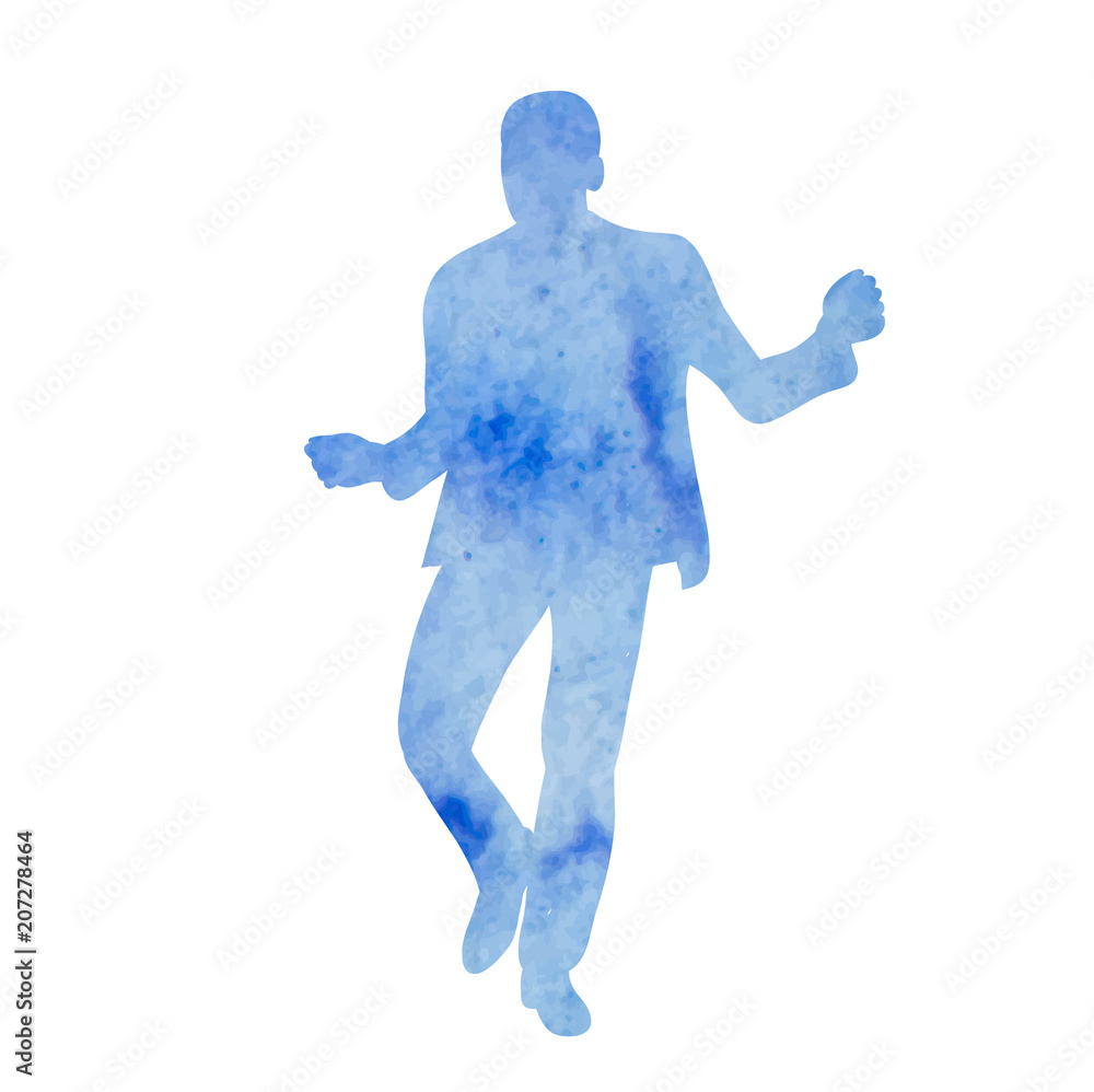 isolated, watercolor silhouette man dancing isolated, watercolor silhouette man dancing