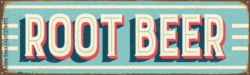 Vintage Style Vector Metal Sign - ROOT BEER - Grunge effects can be easily removed for a brand new, clean design