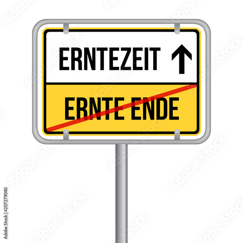 Beginn der Erntezeit Schild - Ende der Erntezeit -  Isoliert Vektor Eps10.