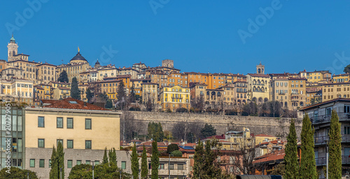 Panorama with one part of upper city Citta Alta in Bergamo