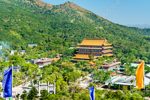 Po Lin Monastery located on Ngong Ping Plateau, on Lantau Island, Hong Kong photo