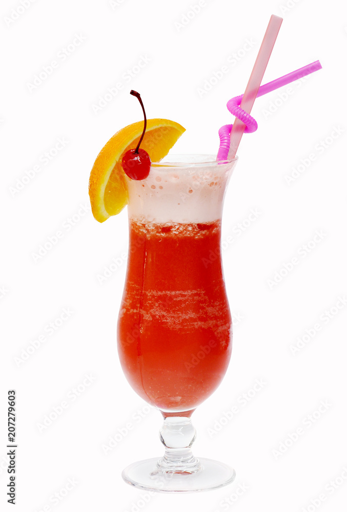 strawberry cocktail isolated on white background