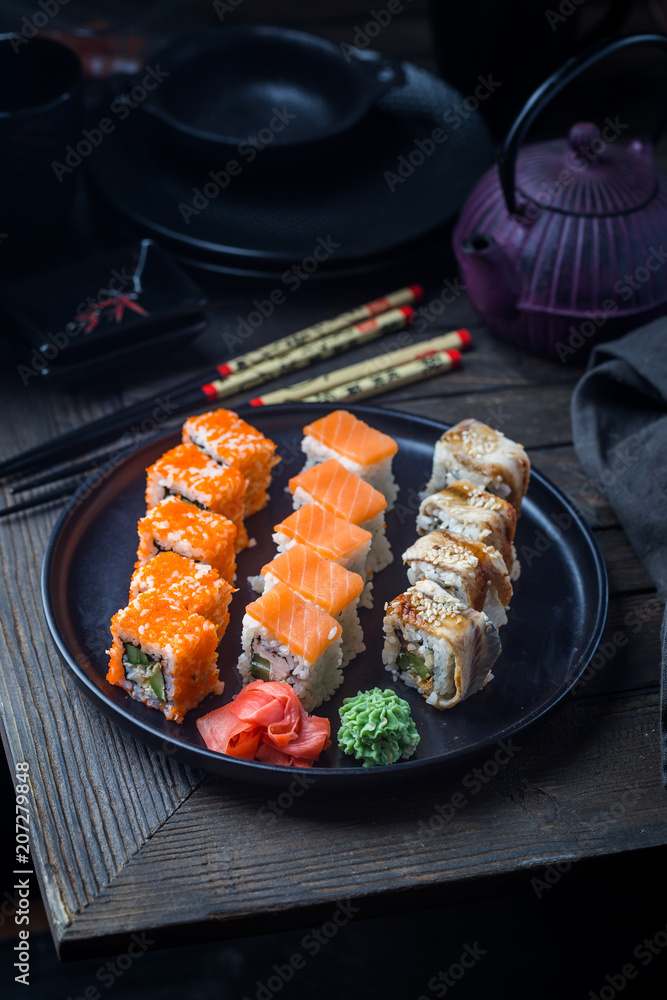 Various kinds of sushi