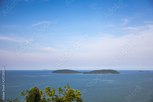 Beach and sea view from Khao (Hill) Matsee Viewpoint in Chumphon province, Thailand