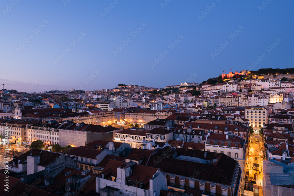  Elevated view of Lisbon skyline.