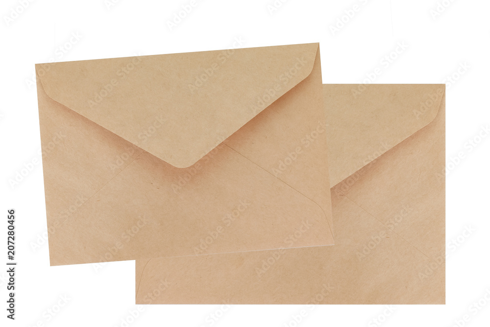 Two brown envelope isolated on white background Two brown envelope isolated on white background