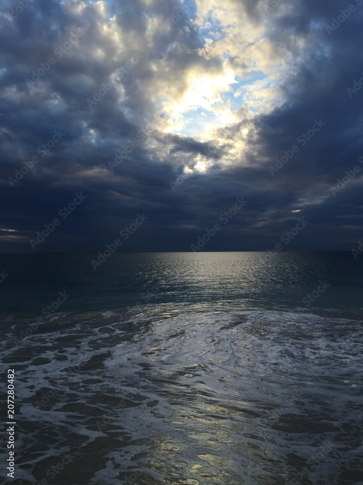 Blue light hour at Fremantle Beach, Western Australia wit dramatic sky Blue light hour at Fremantle Beach, Western Australia wit dramatic sky
