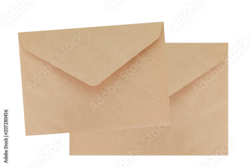Two brown envelope isolated on white background