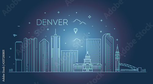 Colorado, Denver. City skyline. Architecture, buildings, landscape, panorama, landmarks, icons