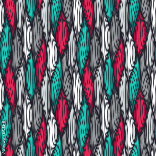 Abstract wavy lines seamless pattern. Floral organic vector illustration. Bright colorful seamlessly tiling background collection